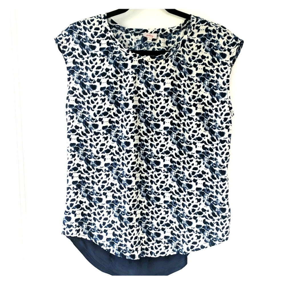 Navy leopard print top